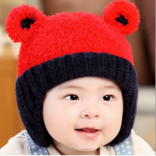 Infante de lã Multicolor Inverno Warm Earmuff Urso Hat